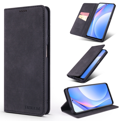 

For Xiaomi Redmi Note 9T TAOKKIM Retro Matte PU Horizontal Flip Leather Case with Holder & Card Slots(Black)