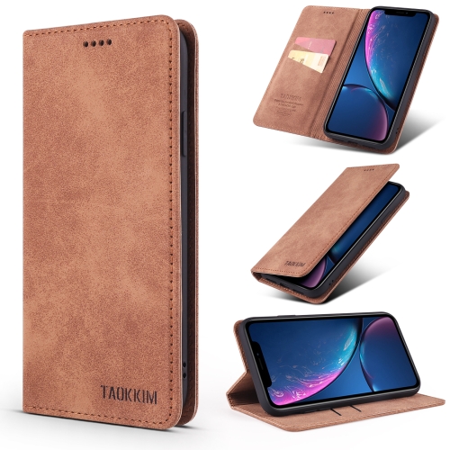 

TAOKKIM Retro Matte PU Horizontal Flip Leather Case with Holder & Card Slots For iPhone X / XS(Brown)