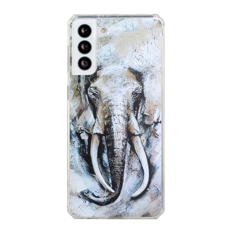 

For Samsung Galaxy S21 FE Oil Painting Pattern TPU Shockproof Case(Elephant)