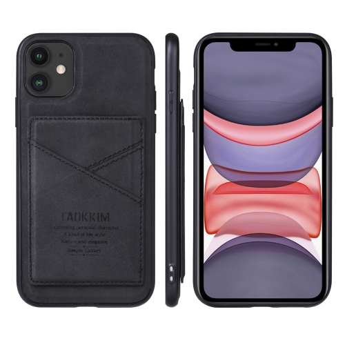 

TAOKKIM Retro Matte PU Leather + PC + TPU Shockproof Back Cover Case with Holder & Card Slot For iPhone 11(Black)