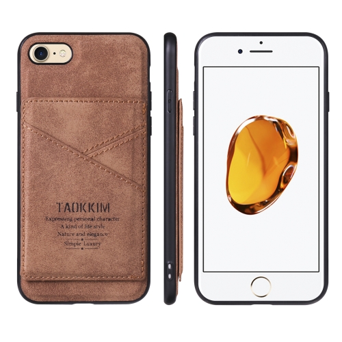 

TAOKKIM Retro Matte PU Leather + PC + TPU Shockproof Back Cover Case with Holder & Card Slot For iPhone 6 & 6s(Brown)