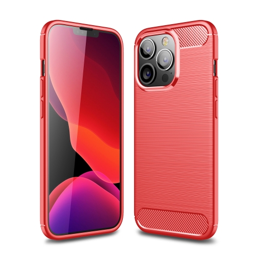 

Brushed Texture Carbon Fiber TPU Case For iPhone 13 Pro(Red)