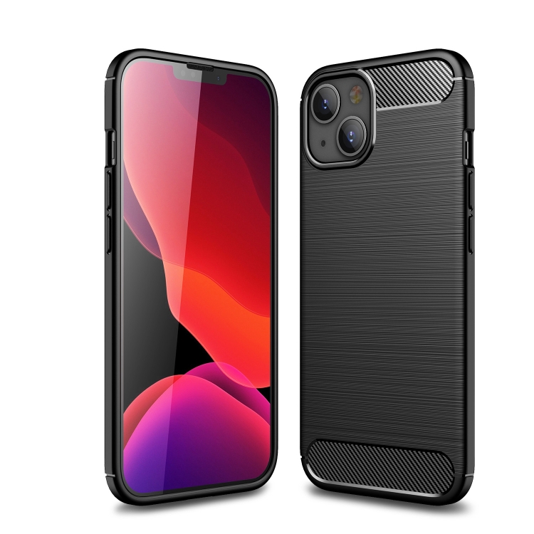 

For iPhone 13 Brushed Texture Carbon Fiber TPU Case(Black)