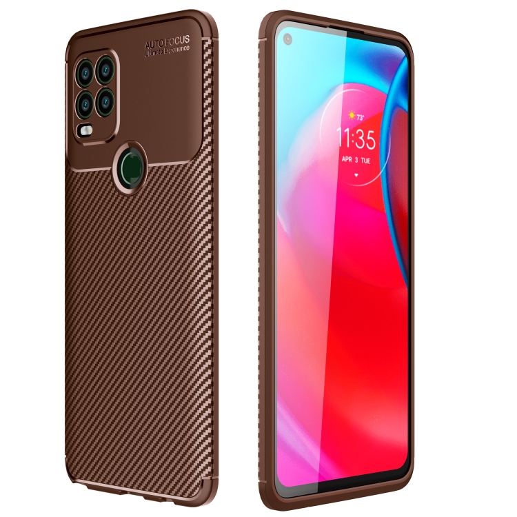 

For Motorola Moto G Stylus 2021 5G Carbon Fiber Texture Shockproof TPU Case (Brown)