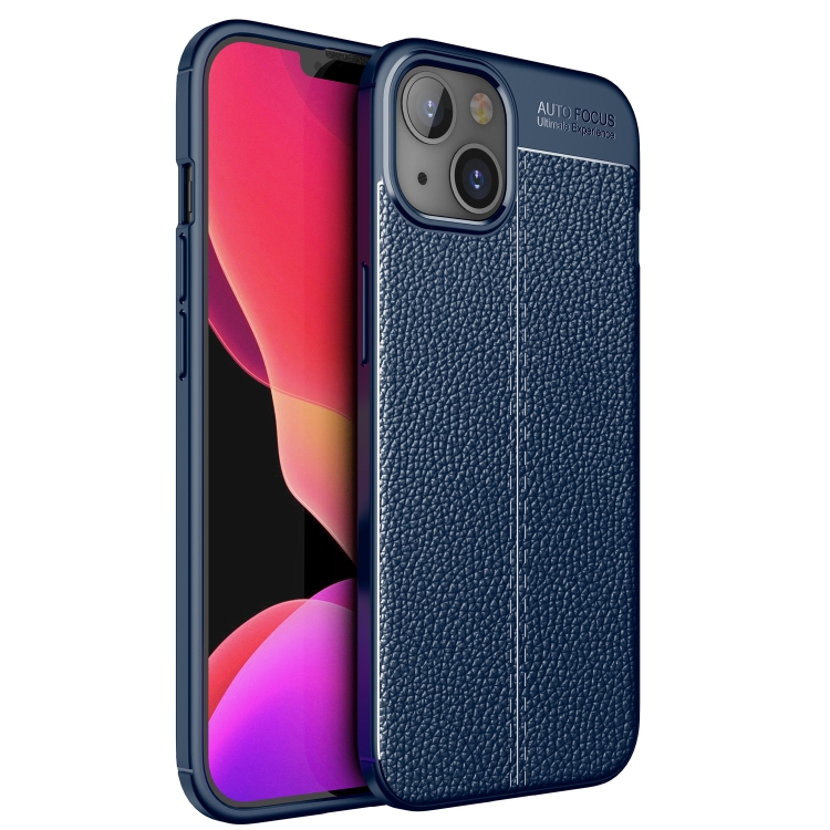 

Litchi Texture TPU Shockproof Case For iPhone 13(Blue)