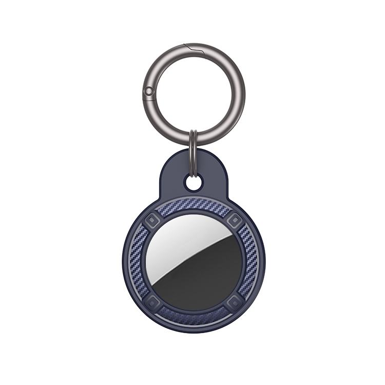 

Round Shape Carbon Fiber Anti-fall Case with Keychain Ring for AirTag(Blue)