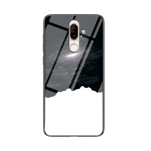 

For Nokia 7 Plus Starry Sky Painted Tempered Glass TPU Shockproof Protective Case(Universe Starry Sky)