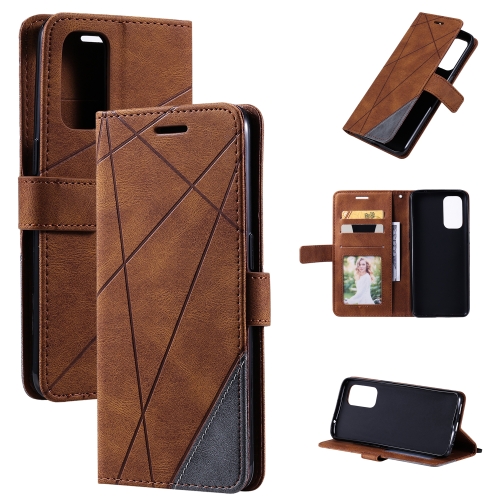 

For OPPO Reno5 5G Skin Feel Splicing Horizontal Flip Leather Case with Holder & Card Slots & Wallet & Photo Frame(Brown)