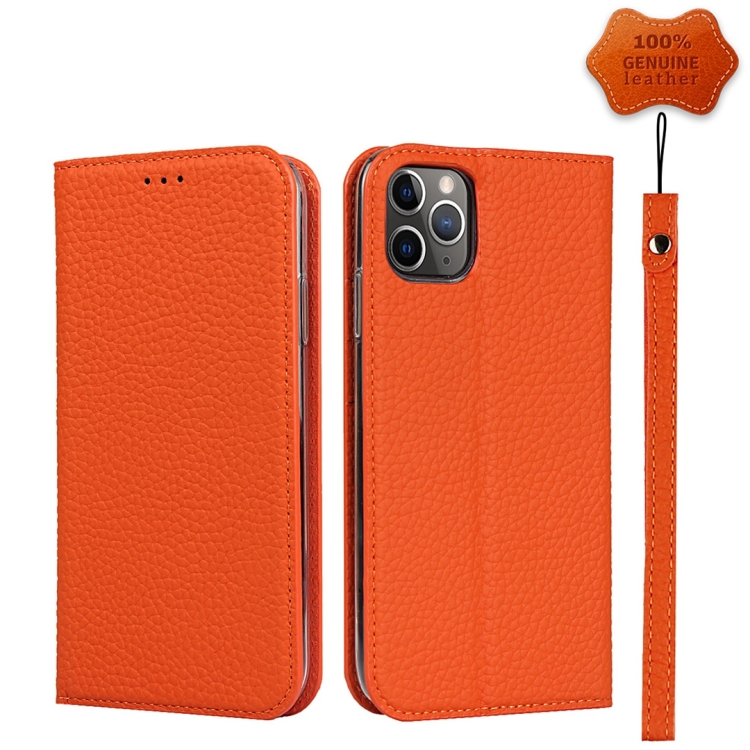 

Litchi Genuine Leather Phone Case For iPhone 11 Pro Max(Orange)