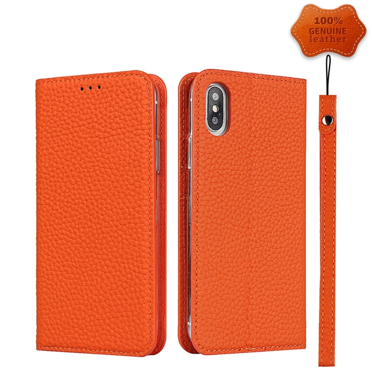 

Litchi Genuine Leather Phone Case For iPhone X / XS(Orange)