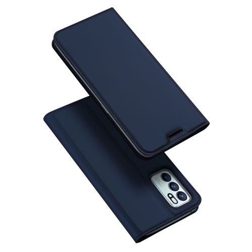 

For OPPO Reno6 5G DUX DUCIS Skin Pro Series Horizontal Flip PU + TPU Leather Case, with Holder & Card Slots(Blue)