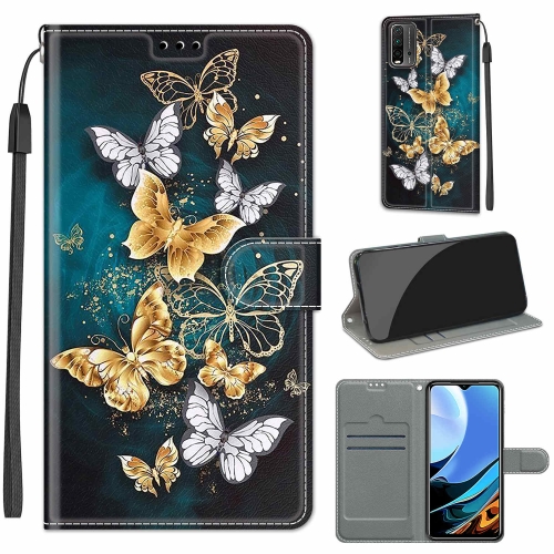 

For Xiaomi Redmi 9 Power/Note 9 4G Voltage Coloured Drawing Magnetic Clasp Horizontal Flip PU Leather Case with Holder & Card Slots(C20 Gold Silver Flying Butterflies)