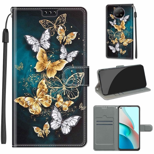 

For Xiaomi Redmi Note 9 5G/ 9T Voltage Coloured Drawing Magnetic Clasp Horizontal Flip PU Leather Case with Holder & Card Slots(C20 Gold Silver Flying Butterflies)