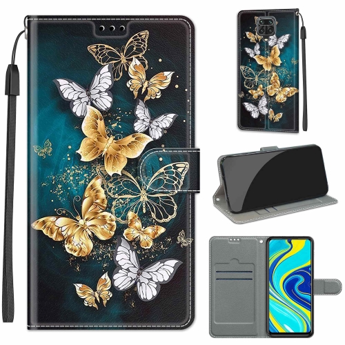 

For Xiaomi Redmi Note 9S/9 Pro Voltage Coloured Drawing Magnetic Clasp Horizontal Flip PU Leather Case with Holder & Card Slots(C20 Gold Silver Flying Butterflies)