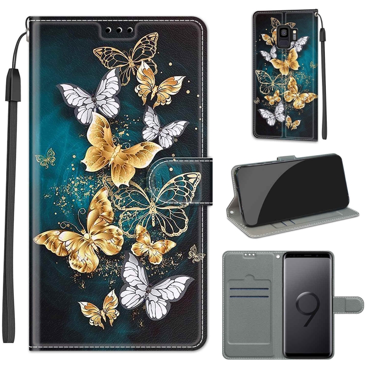 

For Samsung Galaxy S9 Voltage Colored Drawing Magnetic Clasp Horizontal Flip PU Leather Case with Holder & Card Slots(C20 Gold Silver Flying Butterflies)