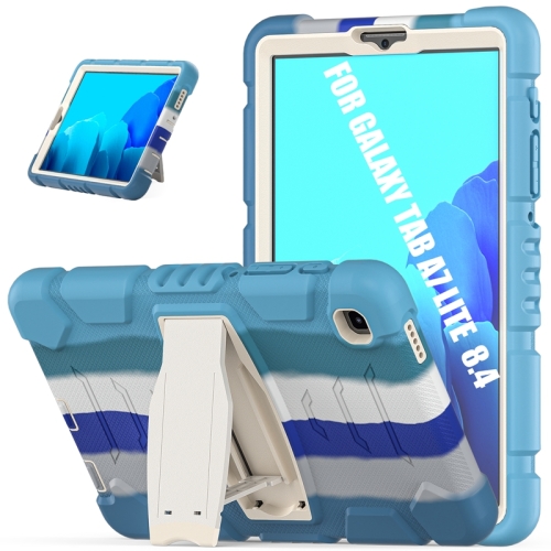 

For Samsung Galaxy Tab A7 Lite 8.7 inch 2021 3-Layer Protection Screen Frame + PC + Silicone Shockproof Combination Case with Holder(Colorful Blue)