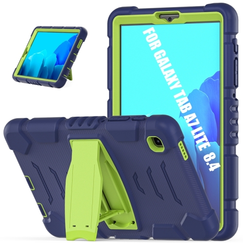 

For Samsung Galaxy Tab A7 Lite 8.7 inch 2021 3-Layer Protection Screen Frame + PC + Silicone Shockproof Combination Case with Holder(NavyBlue+Lime)