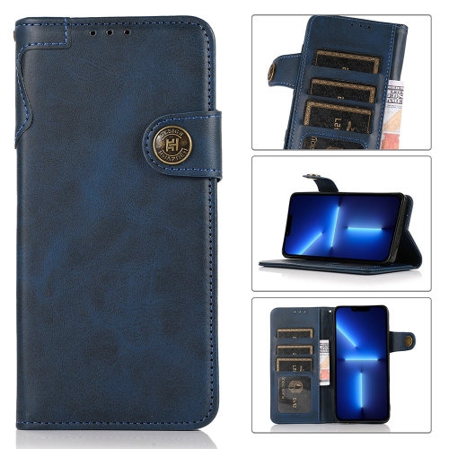 

KHAZNEH Dual-Splicing Cowhide Texture Horizontal Flip Leather Case with Holder & Card Slots & Wallet & Lanyard For iPhone 13 Pro Max(Blue)