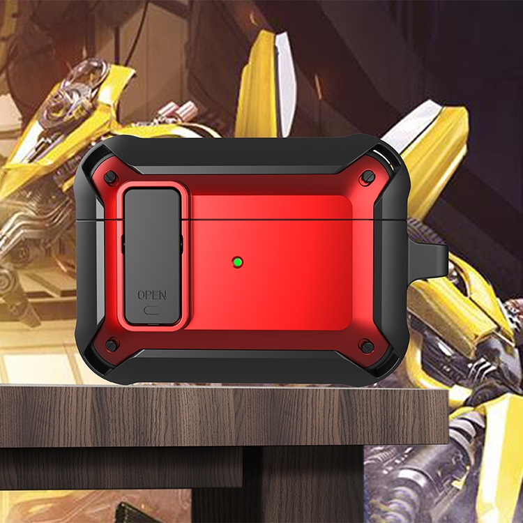 

Wireless Earphones Shockproof Bumblebee Silicone Protective Case with Switch For AirPods Pro(Black Red)