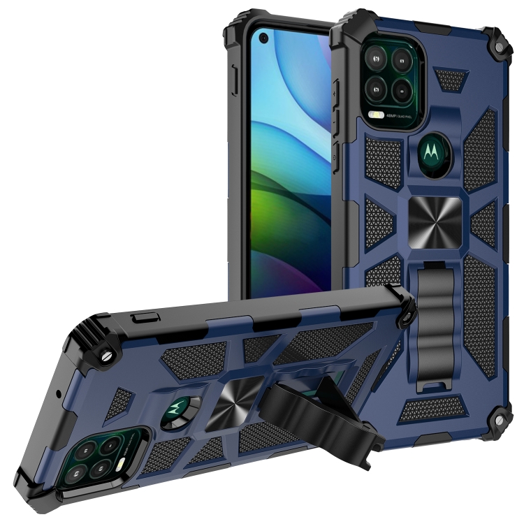 

For Motorola Moto G Stylus 5G Shockproof TPU + PC Magnetic Protective Case with Holder(Blue)