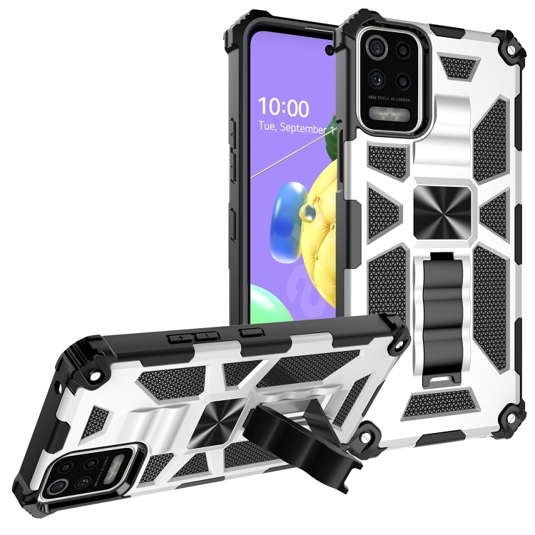 

For OnePlus Nord / Nord N200 5G Shockproof TPU + PC Magnetic Protective Case with Holder(Silver)