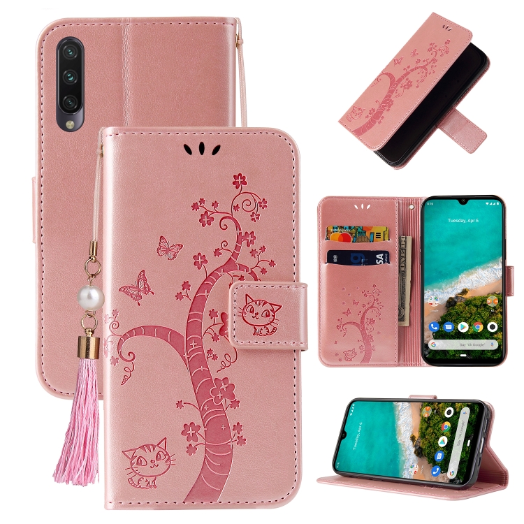 

For Xiaomi Mi A3 Embossed Lucky Tree Horizontal Flip Leather Case with Holder & Card Slot & Wallet & Lanyard(Rose Gold)