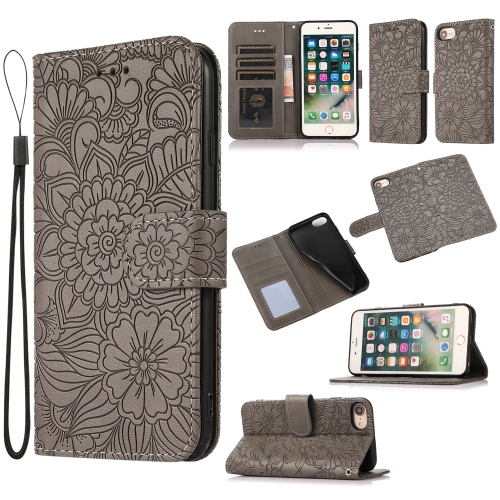 

Skin Feel Embossed Sunflower Horizontal Flip Leather Case with Holder & Card Slots & Wallet & Lanyard For iPhone 6 / 6s(Gray)