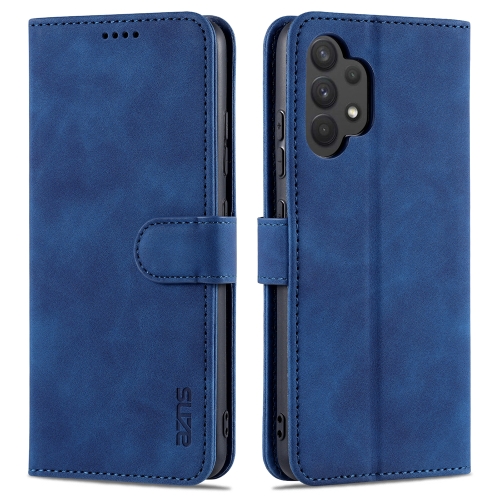 

For Samsung Galaxy A32 4G AZNS Skin Feel Calf Texture Horizontal Flip Leather Case with Card Slots & Holder & Wallet(Blue)