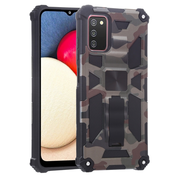 

For Samsung Galaxy A03s 166.6mm Camouflage Armor Shockproof TPU + PC Magnetic Protective Case with Holder(Army Green)