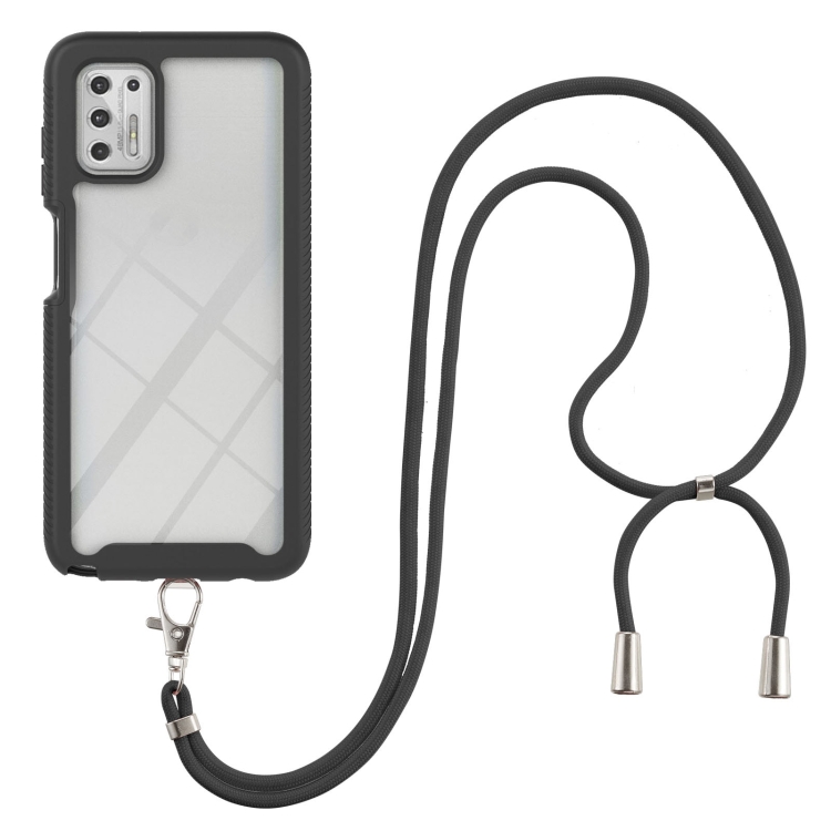 

For Motorola Moto G Stylus 2021 Starry Sky Solid Color Series Shockproof PC + TPU Protective Case with Neck Strap(Black)