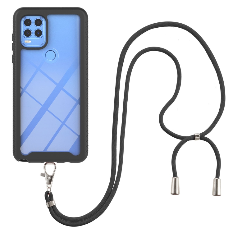 

For Motorola Moto G Stylus 5G Starry Sky Solid Color Series Shockproof PC + TPU Protective Case with Neck Strap(Black)