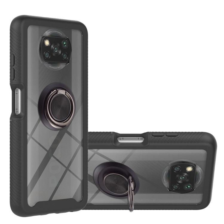 

For Xiaomi Poco X3 NFC Starry Sky Solid Color Series Shockproof PC + TPU Protective Case with Ring Holder & Magnetic Function(Black)