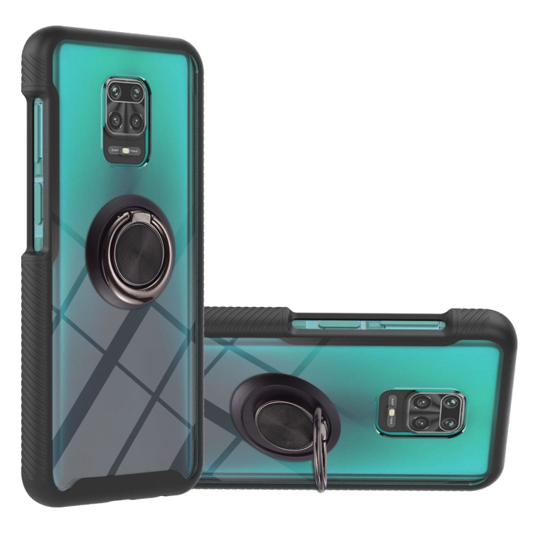 

For Xiaomi Redmi Note 9S / Redmi Note 9 Pro / Redmi Note 9 Pro Max Starry Sky Solid Color Series Shockproof PC + TPU Protective Case with Ring Holder & Magnetic Function(Black)