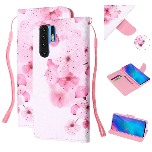 

For Huawei P30 Pro Colored Drawing Pattern Cross Texture Horizontal Flip PU Leather Case with Holder & Card Slots & Wallet(Peach Blossom)