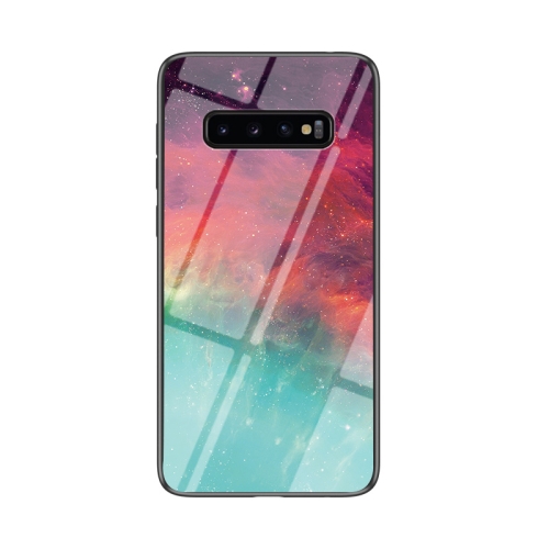 

For Samsung Galaxy S10+ Starry Sky Painted Tempered Glass TPU Shockproof Protective Case(Color Starry Sky)