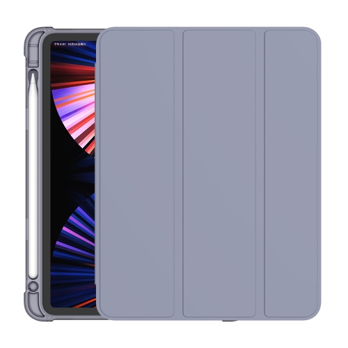 

3-folding Horizontal Flip PU Leather + TPU Aitbag Shockproof Half Paste Tablet Case with Holder & Pen Slot & Sleep / Wake-up Function For iPad Pro 11 2020/2021(Lavender Grey)