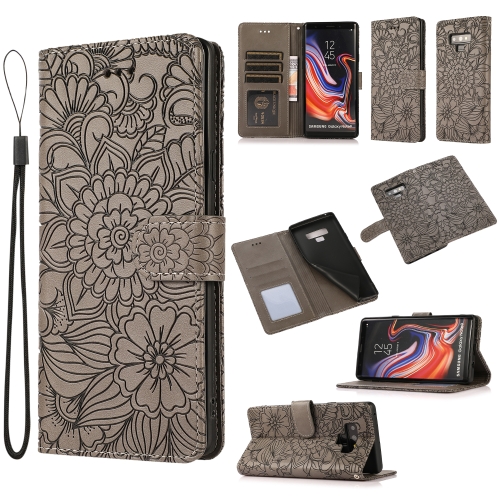 

For Samsung Galaxy Note9 Skin Feel Embossed Sunflower Horizontal Flip Leather Case with Holder & Card Slots & Wallet & Lanyard(Gray)