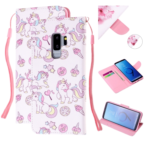 

For Samsung Galaxy S9+ Colored Drawing Pattern Cross Texture Horizontal Flip PU Leather Case with Holder & Card Slots & Wallet(Ice Cream Unicorn)