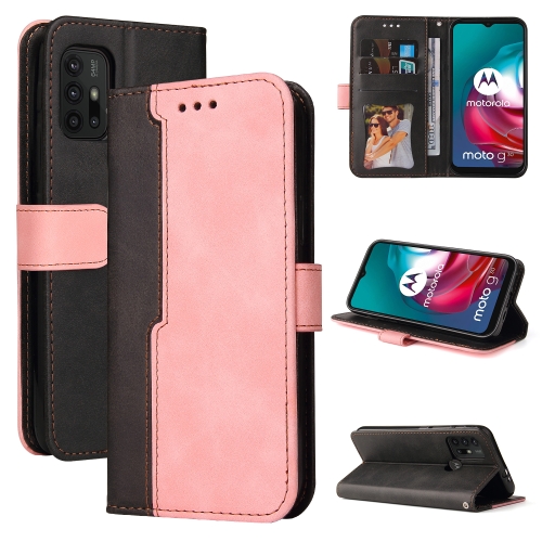 

For Motorola Moto G30 / G20 / G10 Business Stitching-Color Horizontal Flip PU Leather Case with Holder & Card Slots & Photo Frame(Pink)