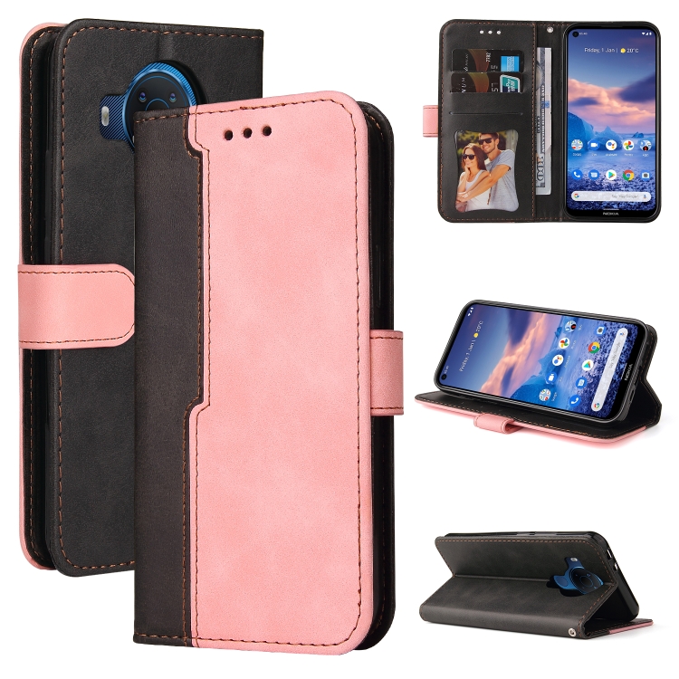 

For Nokia G10 / G20 Business Stitching-Color Horizontal Flip PU Leather Case with Holder & Card Slots & Photo Frame(Pink)