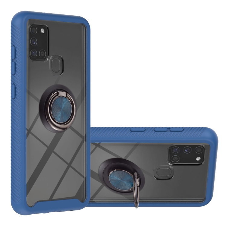 

For Samsung Galaxy A21s / A217F Starry Sky Solid Color Series Shockproof PC + TPU Protective Case with Ring Holder & Magnetic Function(Blue)