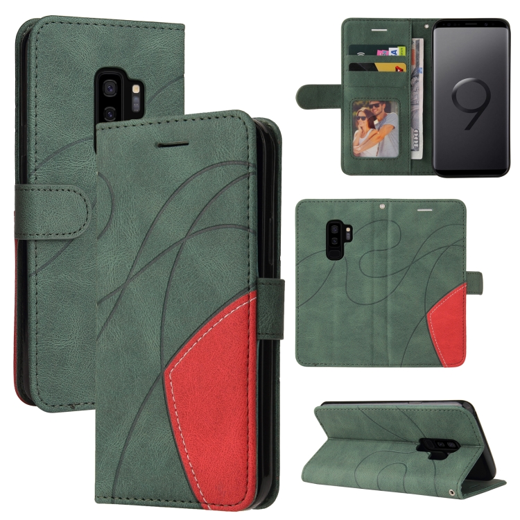 

For Samsung Galaxy S9+ Dual-color Splicing Horizontal Flip PU Leather Case with Holder & Card Slots & Wallet(Green)
