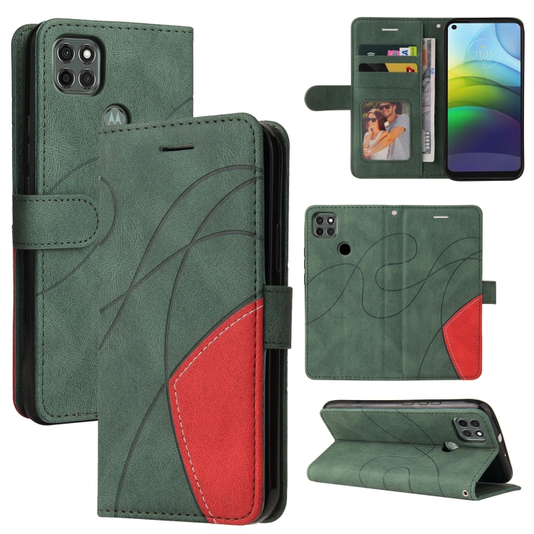

For Motorola Moto G9 Power Dual-color Splicing Horizontal Flip PU Leather Case with Holder & Card Slots & Wallet(Green)