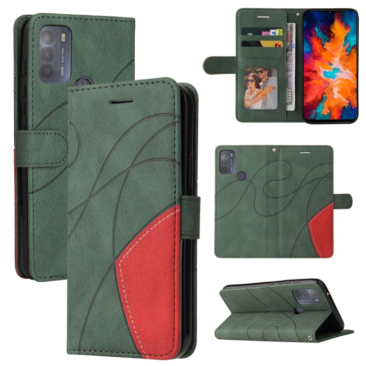 

For Motorola Moto G50 Dual-color Splicing Horizontal Flip PU Leather Case with Holder & Card Slots & Wallet(Green)