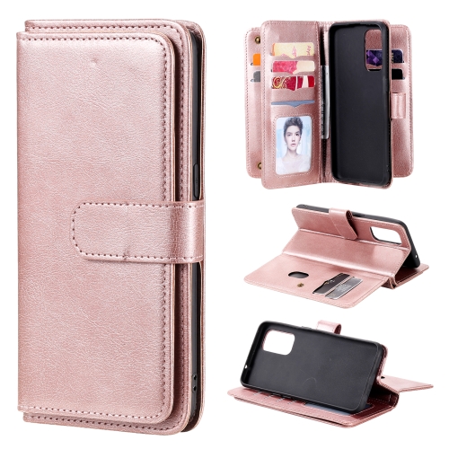 

For OPPO Reno5 5G Multifunctional Magnetic Copper Buckle Horizontal Flip Solid Color Leather Case with 10 Card Slots & Wallet & Holder & Photo Frame(Rose Gold)