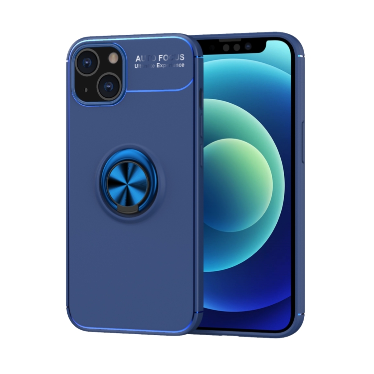 

Metal Ring Holder 360 Degree Rotating TPU Case For iPhone 13(Blue+Blue)