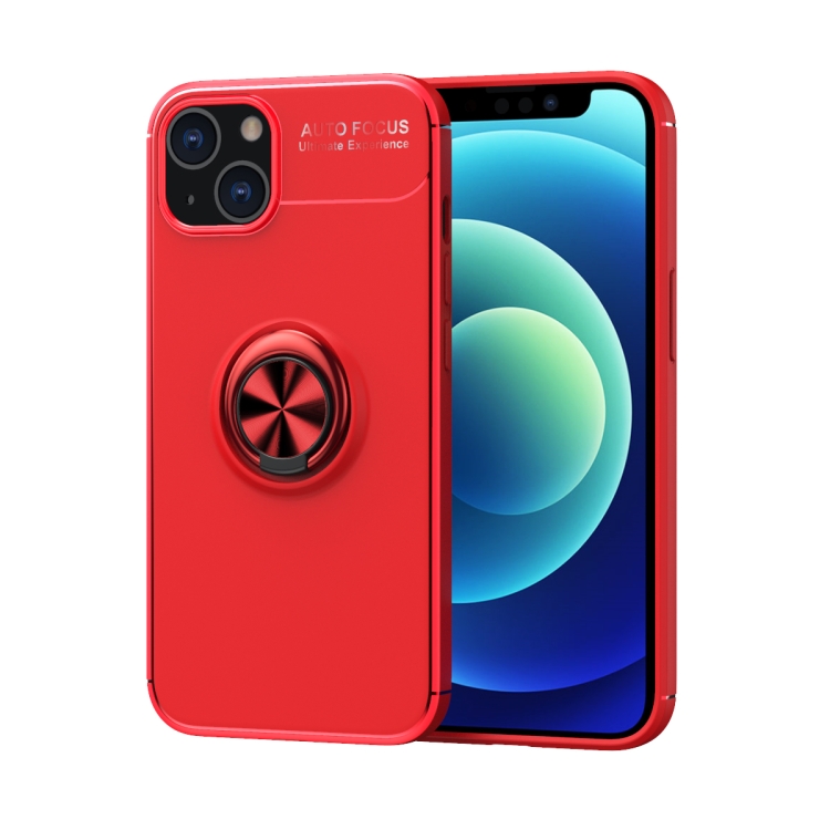 

Metal Ring Holder 360 Degree Rotating TPU Case For iPhone 13(Red+Red)