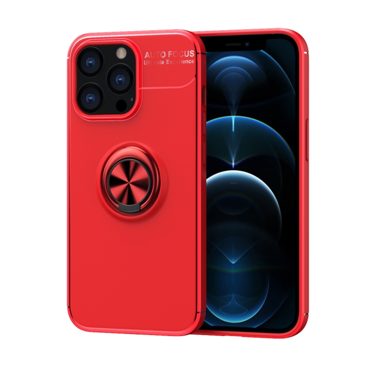

Metal Ring Holder 360 Degree Rotating TPU Case For iPhone 13 Pro(Red+Red)