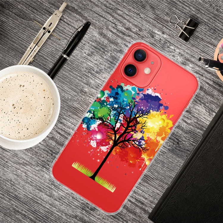 

Painted Pattern High Transparent TPU Protective Case For iPhone 13(Oil Painting Tree)