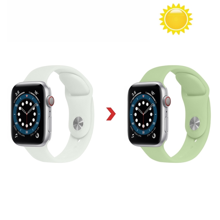 SUNSKY - Decoloración en Sun Silicone Reemplazo de reloj de reloj para Apple  Watch Series 6 \u0026 SE \u0026 5 \u0026 4 44mm / 3 \u0026 2 \u0026 1 42mm (cambio transparente  menta verde)